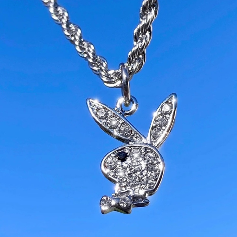 Rhinestone Rabbit Pendant & Necklaces Twist Chain - Picture 5 of 7